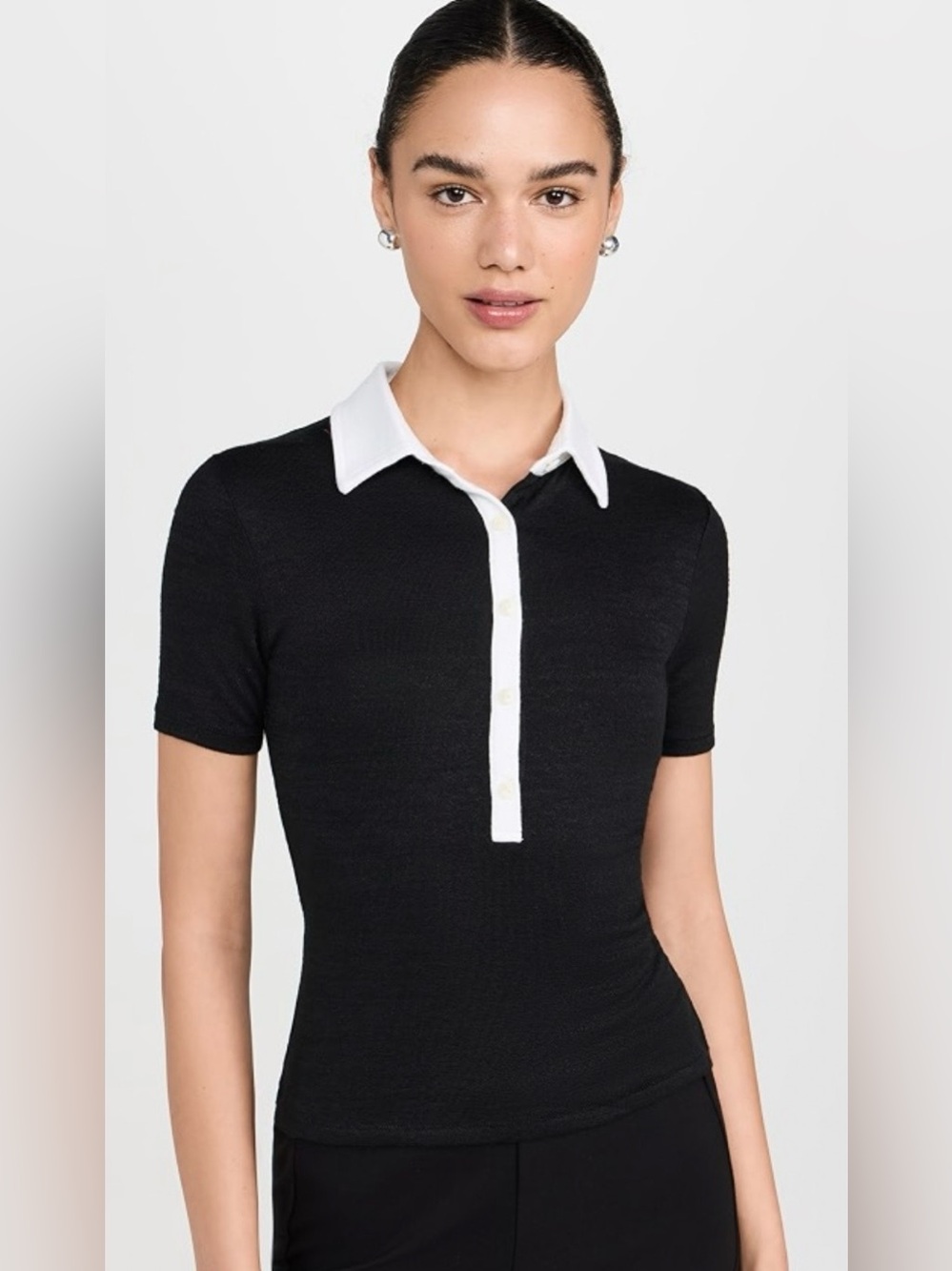 LN $158 WOMENS SMALL (bust 34”) RAG & BONE THE KNIT BUTTON POLO SHIRT TOP